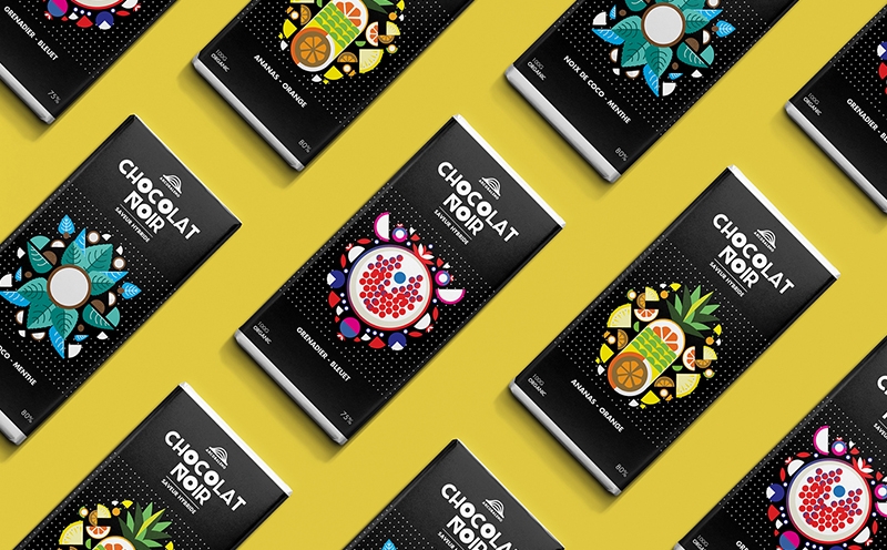 巧克力插畫包裝，采用扁平水果的插畫風(fēng)格為產(chǎn)品做系列產(chǎn)品包裝