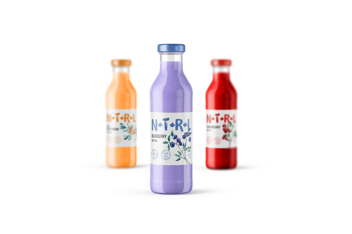 天然飲料，果汁的 品牌的包裝設計